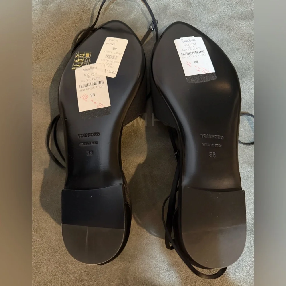 Tom Ford Black Ankle Wrap Sandals - Picture 4 of 9